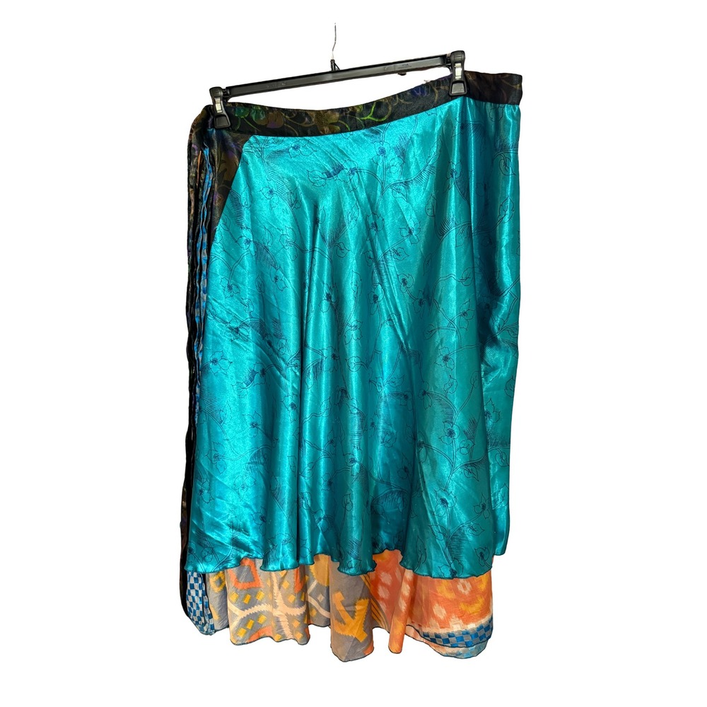 Karizo Reversible Wrap Skirt Turquoise Orange Boho One‎ Size